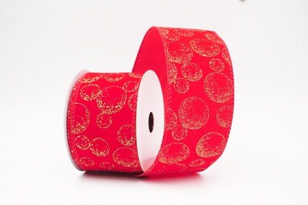 Red Glitter Ornament Orb Wired Ribbon_KW0459GC-7-7